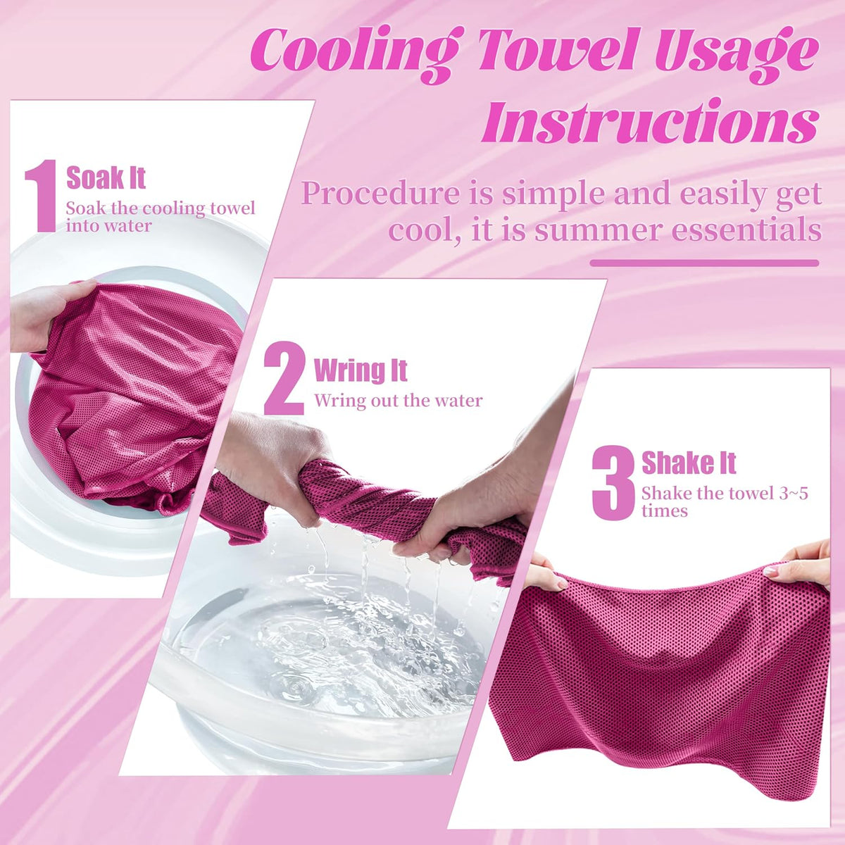 4 Pack Cooling Towels, Soft Breathable Cooling Towels for Neck and Face