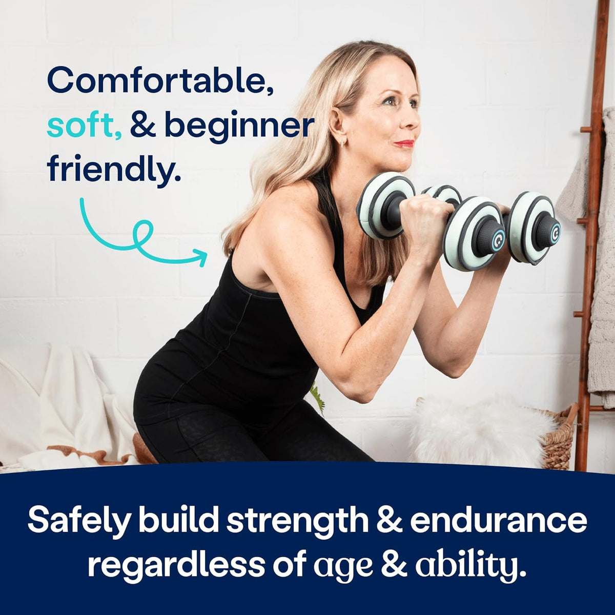 Build Adjustable Dumbbell Set - Includes Two Adjustable Hand Weight Dumbbells Plus 4 1 lb SoftRings Free Weights with Fast and Easy Exercise Weight Adjust for Women and Men Strength