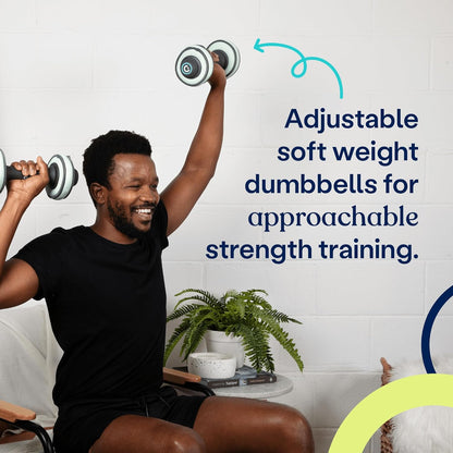 Build Adjustable Dumbbell Set - Includes Two Adjustable Hand Weight Dumbbells Plus 4 1 lb SoftRings Free Weights with Fast and Easy Exercise Weight Adjust for Women and Men Strength