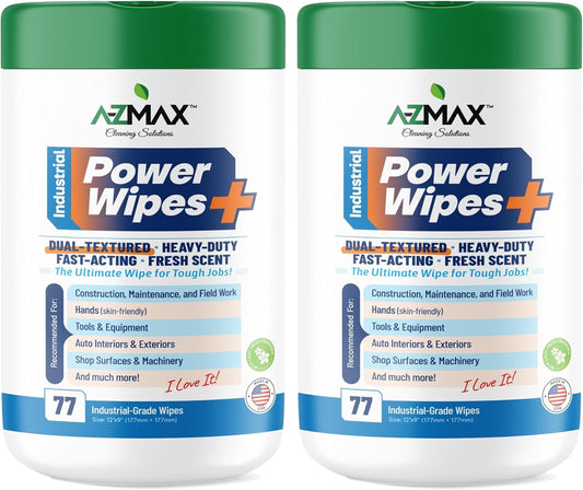 Multi-Surface Cleaning Wipes, 77 Extra Large 12 x 9 Inch Heavy Duty Disposable Clean Wipes for Home Auto Garage, Individually Wrapped Wipes, 2 Pack