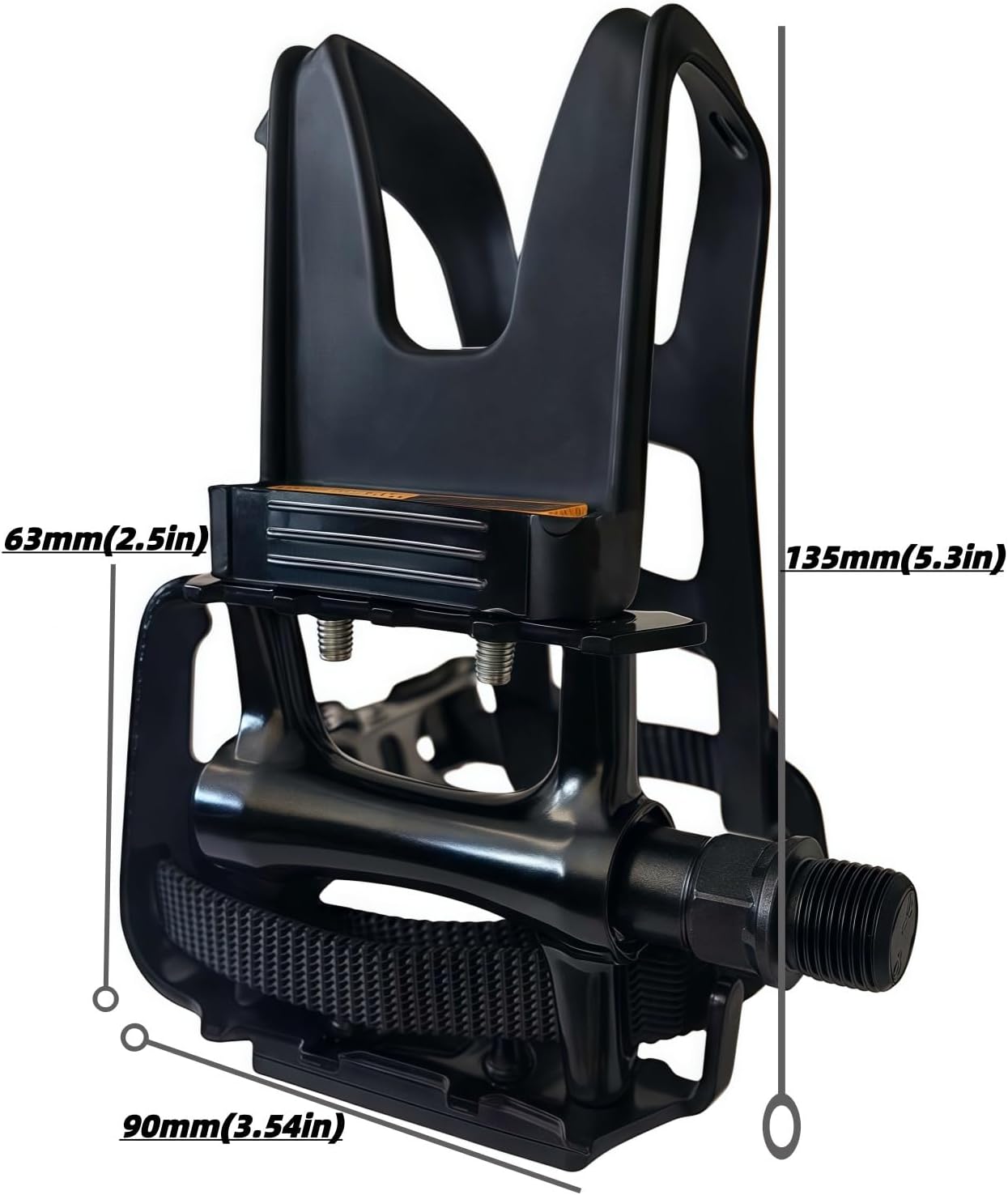 All-Terrain Bike Pedals with Toe Clips & Adjustable Straps Dual-Purpose Resin/Alloy Bicycle Pedals 9/16" Spindle - Indoor/Outdoor Use for Exercise/Spin/Road Bikes MTB
