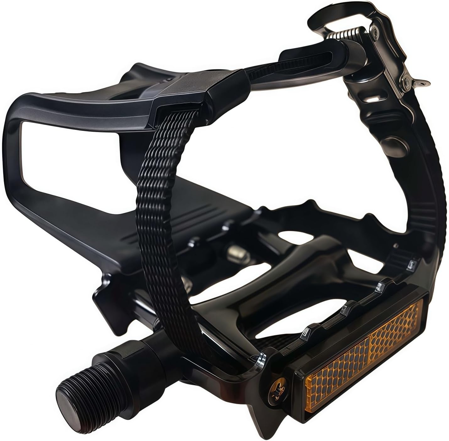 All-Terrain Bike Pedals with Toe Clips & Adjustable Straps Dual-Purpose Resin/Alloy Bicycle Pedals 9/16" Spindle - Indoor/Outdoor Use for Exercise/Spin/Road Bikes MTB