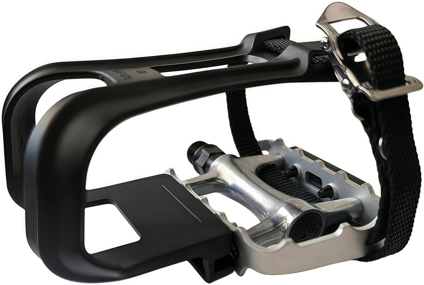 All-Terrain Bike Pedals with Toe Clips & Adjustable Straps Dual-Purpose Resin/Alloy Bicycle Pedals 9/16" Spindle - Indoor/Outdoor Use for Exercise/Spin/Road Bikes MTB