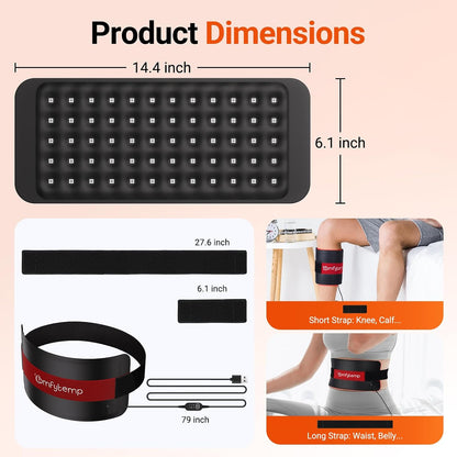 Red Light Pad for Body, 14.4'' x 6.1'', 660nm & Invisible 850nm