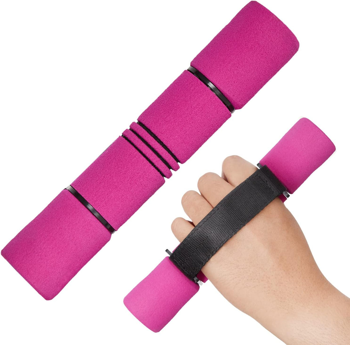 Adjustable Dumbbell Hand Weights Set Of 2 Perfect for Women's Walking or Travel Exercise with Adjustable Straps, Foam Cover, and Color Coded Weight (2lbs, 3lbs or 4lbs), Anti Slip
