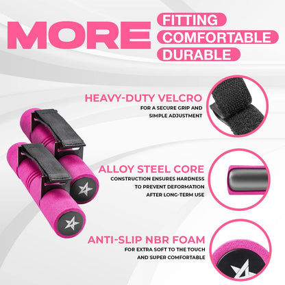 Adjustable Dumbbell Hand Weights Set Of 2 Perfect for Women's Walking or Travel Exercise with Adjustable Straps, Foam Cover, and Color Coded Weight (2lbs, 3lbs or 4lbs), Anti Slip