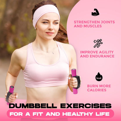 Adjustable Dumbbell Hand Weights Set Of 2 Perfect for Women's Walking or Travel Exercise with Adjustable Straps, Foam Cover, and Color Coded Weight (2lbs, 3lbs or 4lbs), Anti Slip