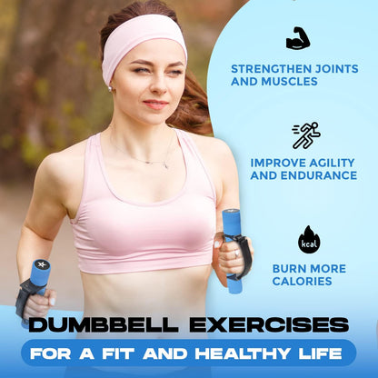 Adjustable Dumbbell Hand Weights Set Of 2 Perfect for Women's Walking or Travel Exercise with Adjustable Straps, Foam Cover, and Color Coded Weight (2lbs, 3lbs or 4lbs), Anti Slip