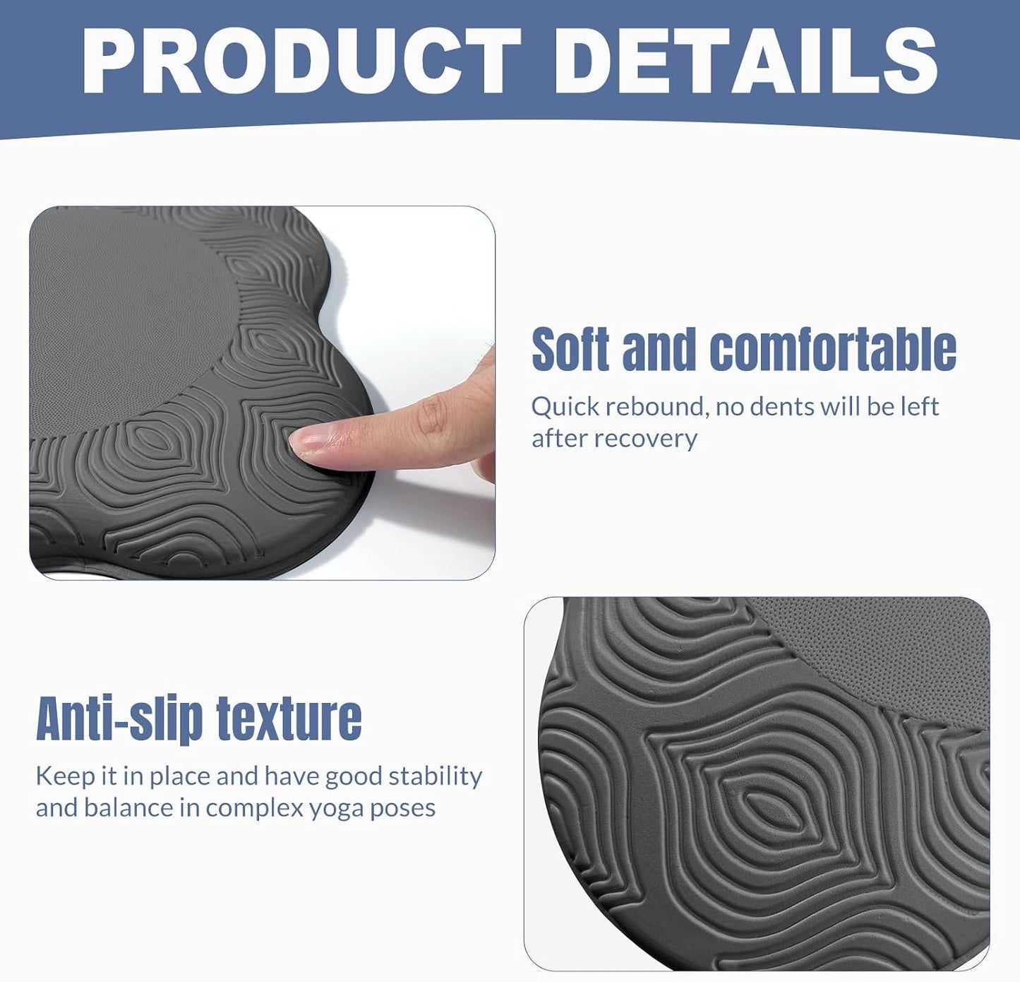 Yoga Knee Pads 2 Pack, Foam Kneeling Cushions - Non-Slip Pilates Knee Pad Cushion & Wrist Support - Portable Workout Knee Pads for Meditation, Kneeling, Balance, Floor, Pilates,Yoga