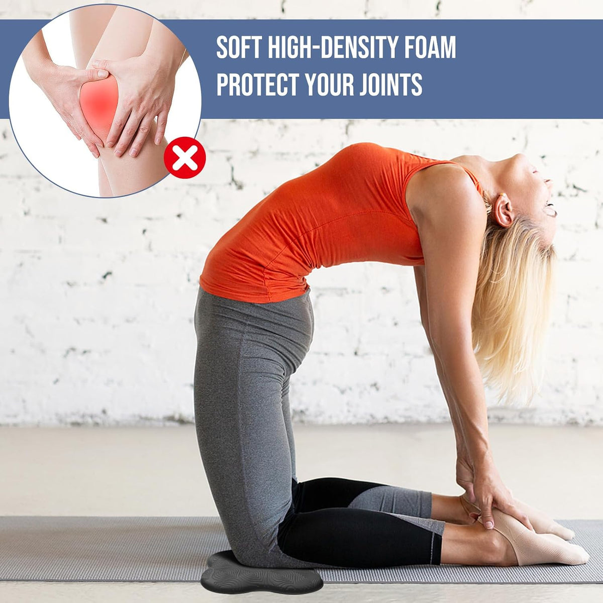 Yoga Knee Pads 2 Pack, Foam Kneeling Cushions - Non-Slip Pilates Knee Pad Cushion & Wrist Support - Portable Workout Knee Pads for Meditation, Kneeling, Balance, Floor, Pilates,Yoga