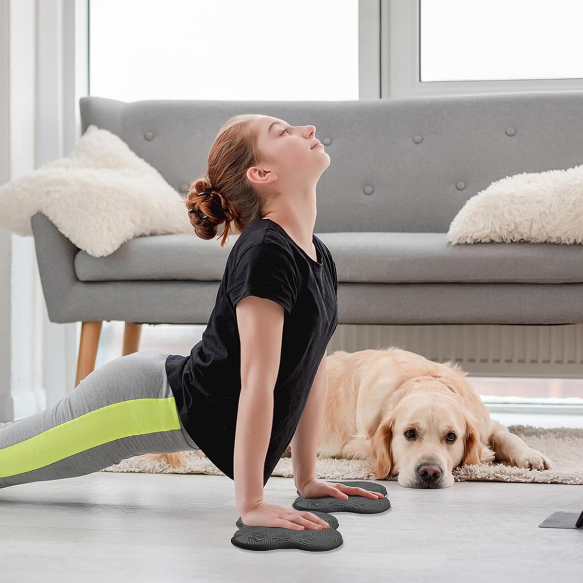 Yoga Knee Pads 2 Pack, Foam Kneeling Cushions - Non-Slip Pilates Knee Pad Cushion & Wrist Support - Portable Workout Knee Pads for Meditation, Kneeling, Balance, Floor, Pilates,Yoga