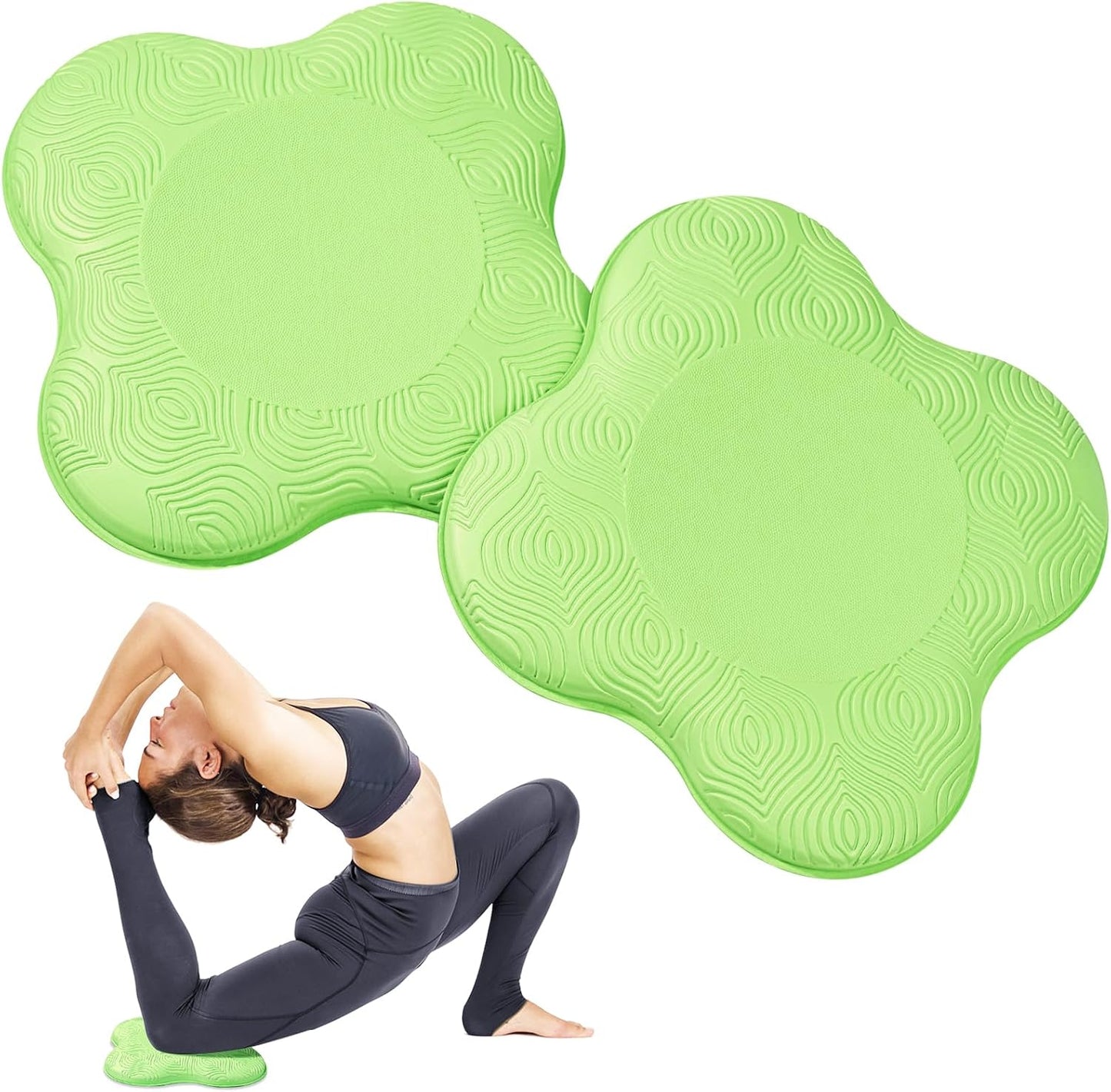 Yoga Knee Pads 2 Pack, Foam Kneeling Cushions - Non-Slip Pilates Knee Pad Cushion & Wrist Support - Portable Workout Knee Pads for Meditation, Kneeling, Balance, Floor, Pilates,Yoga