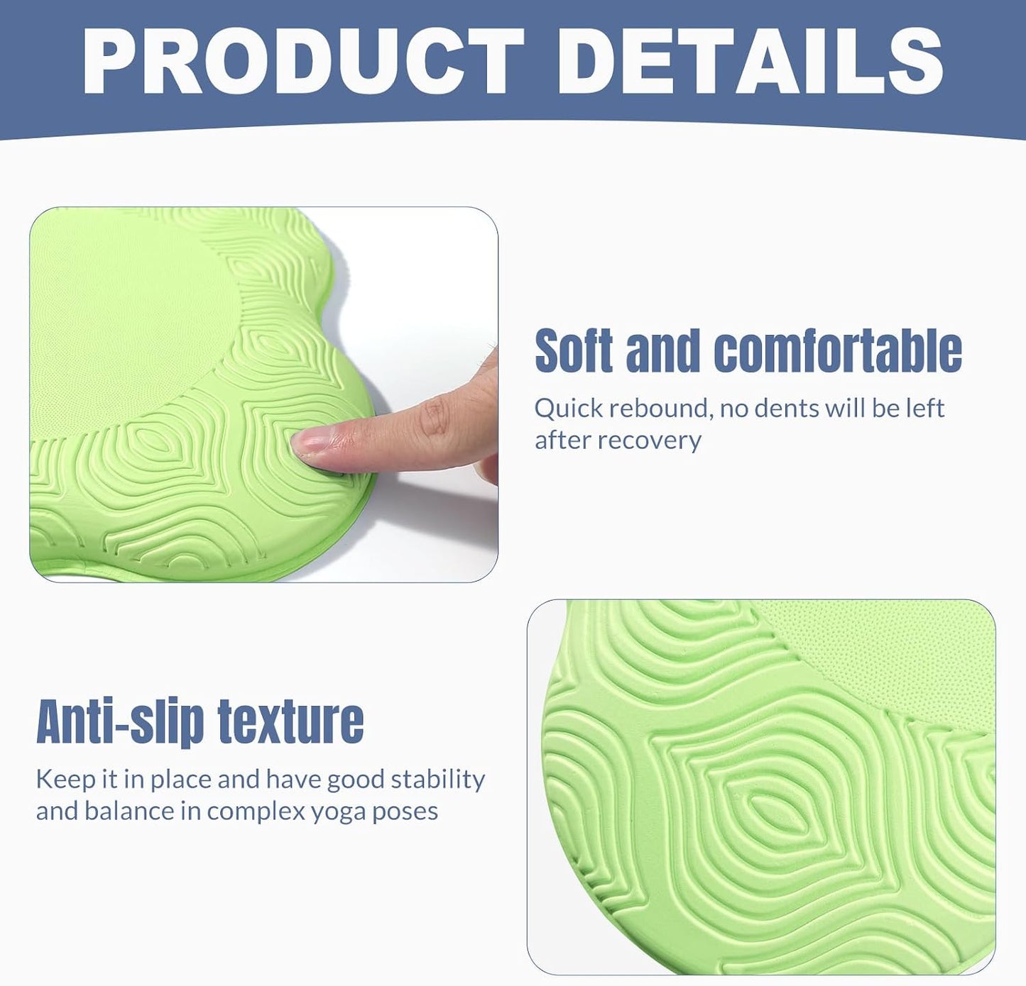 Yoga Knee Pads 2 Pack, Foam Kneeling Cushions - Non-Slip Pilates Knee Pad Cushion & Wrist Support - Portable Workout Knee Pads for Meditation, Kneeling, Balance, Floor, Pilates,Yoga