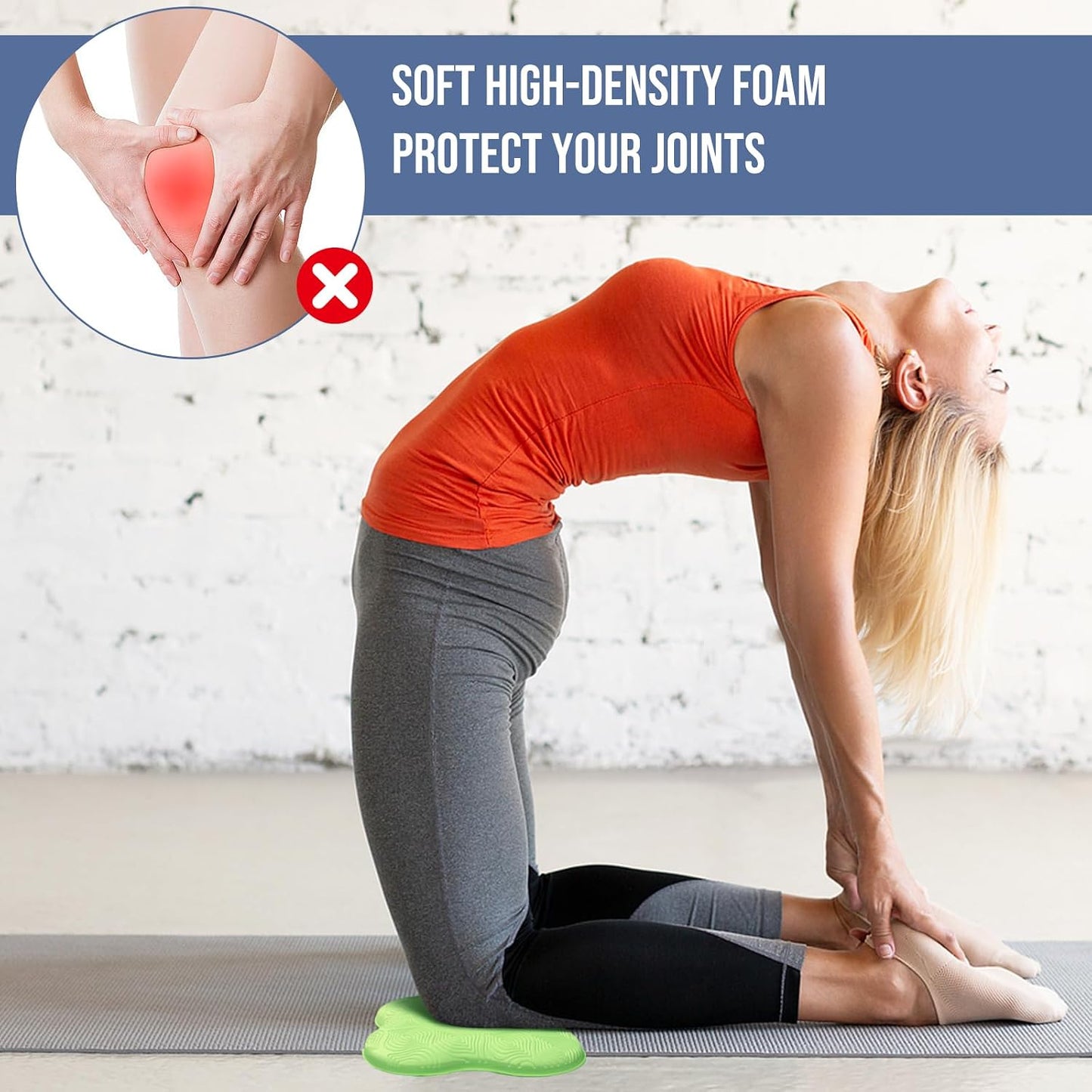 Yoga Knee Pads 2 Pack, Foam Kneeling Cushions - Non-Slip Pilates Knee Pad Cushion & Wrist Support - Portable Workout Knee Pads for Meditation, Kneeling, Balance, Floor, Pilates,Yoga