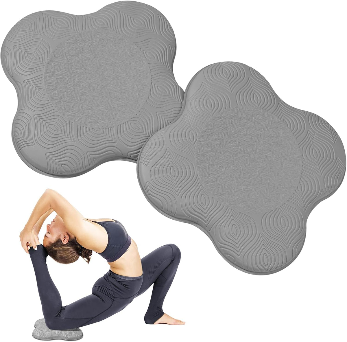 Yoga Knee Pads 2 Pack, Foam Kneeling Cushions - Non-Slip Pilates Knee Pad Cushion & Wrist Support - Portable Workout Knee Pads for Meditation, Kneeling, Balance, Floor, Pilates,Yoga