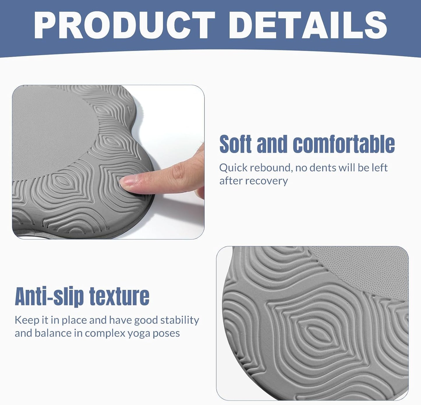 Yoga Knee Pads 2 Pack, Foam Kneeling Cushions - Non-Slip Pilates Knee Pad Cushion & Wrist Support - Portable Workout Knee Pads for Meditation, Kneeling, Balance, Floor, Pilates,Yoga