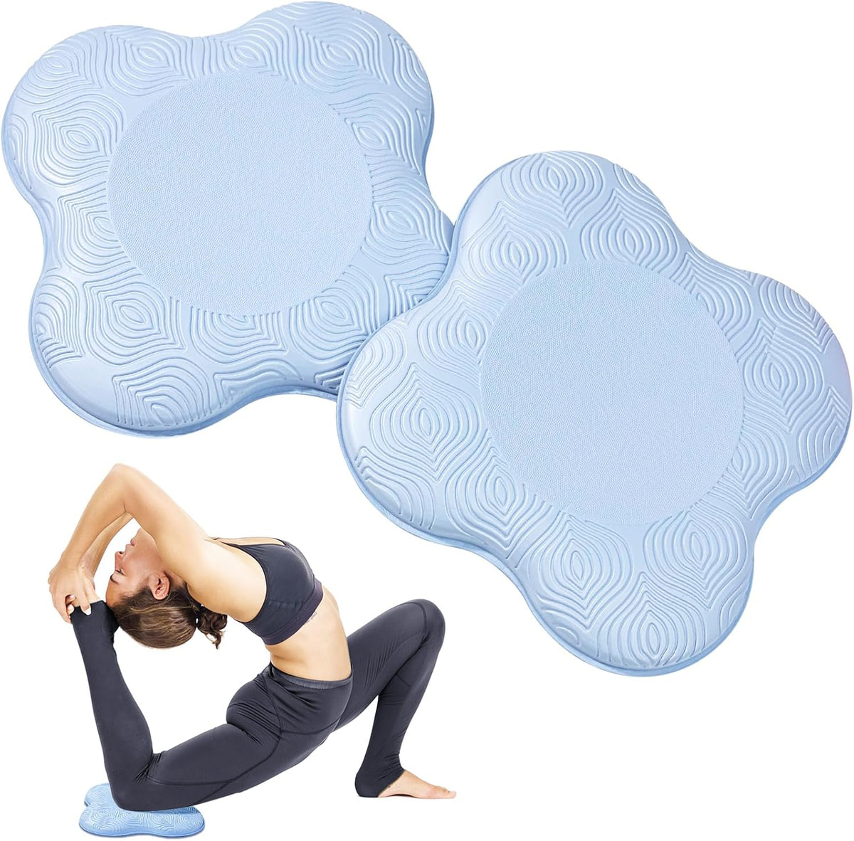 Yoga Knee Pads 2 Pack, Foam Kneeling Cushions - Non-Slip Pilates Knee Pad Cushion & Wrist Support - Portable Workout Knee Pads for Meditation, Kneeling, Balance, Floor, Pilates,Yoga