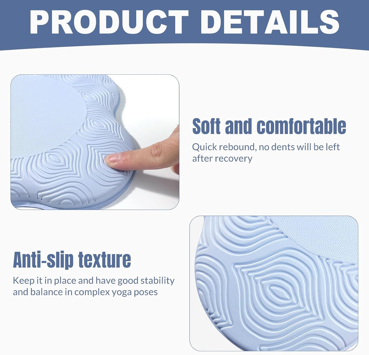 Yoga Knee Pads 2 Pack, Foam Kneeling Cushions - Non-Slip Pilates Knee Pad Cushion & Wrist Support - Portable Workout Knee Pads for Meditation, Kneeling, Balance, Floor, Pilates,Yoga