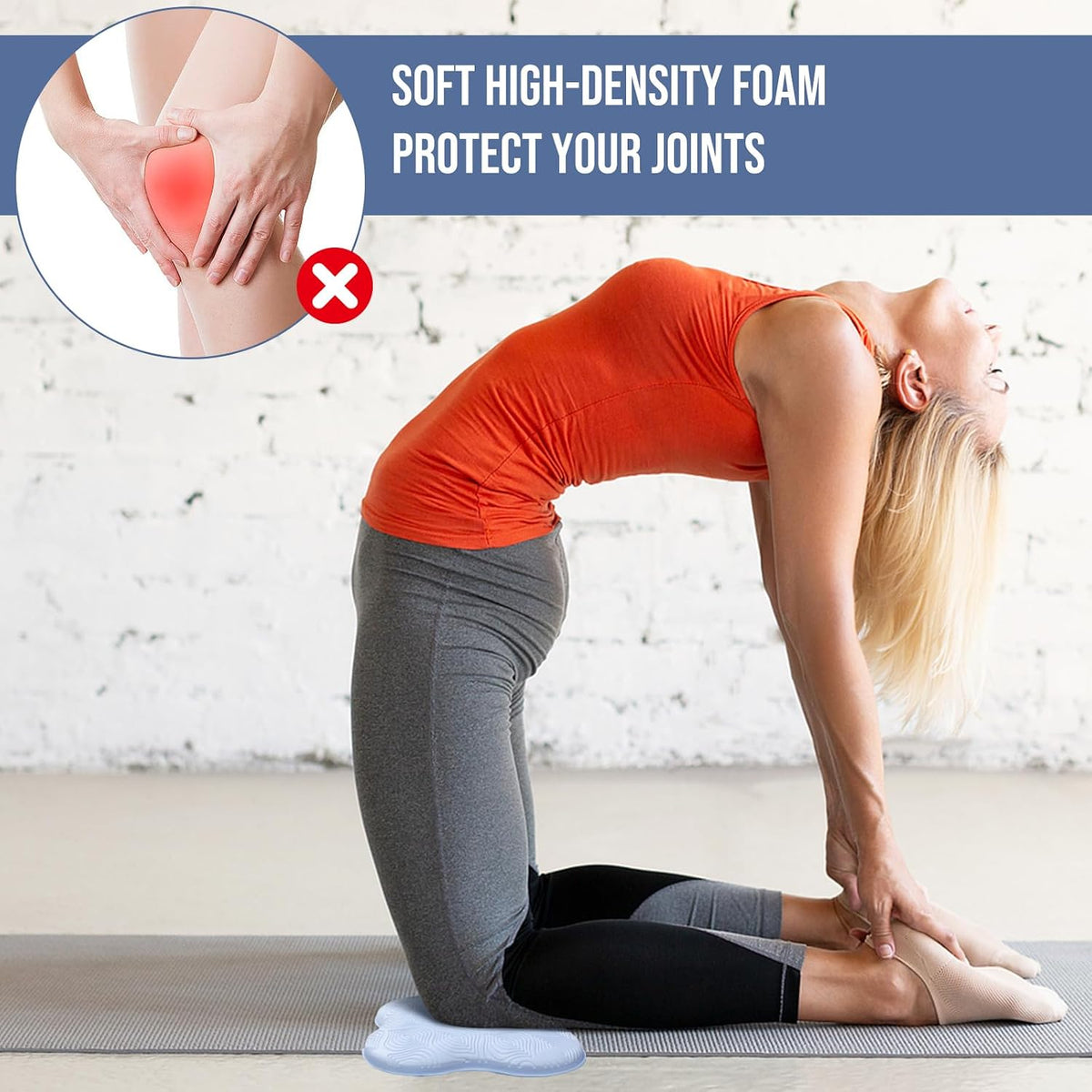 Yoga Knee Pads 2 Pack, Foam Kneeling Cushions - Non-Slip Pilates Knee Pad Cushion & Wrist Support - Portable Workout Knee Pads for Meditation, Kneeling, Balance, Floor, Pilates,Yoga