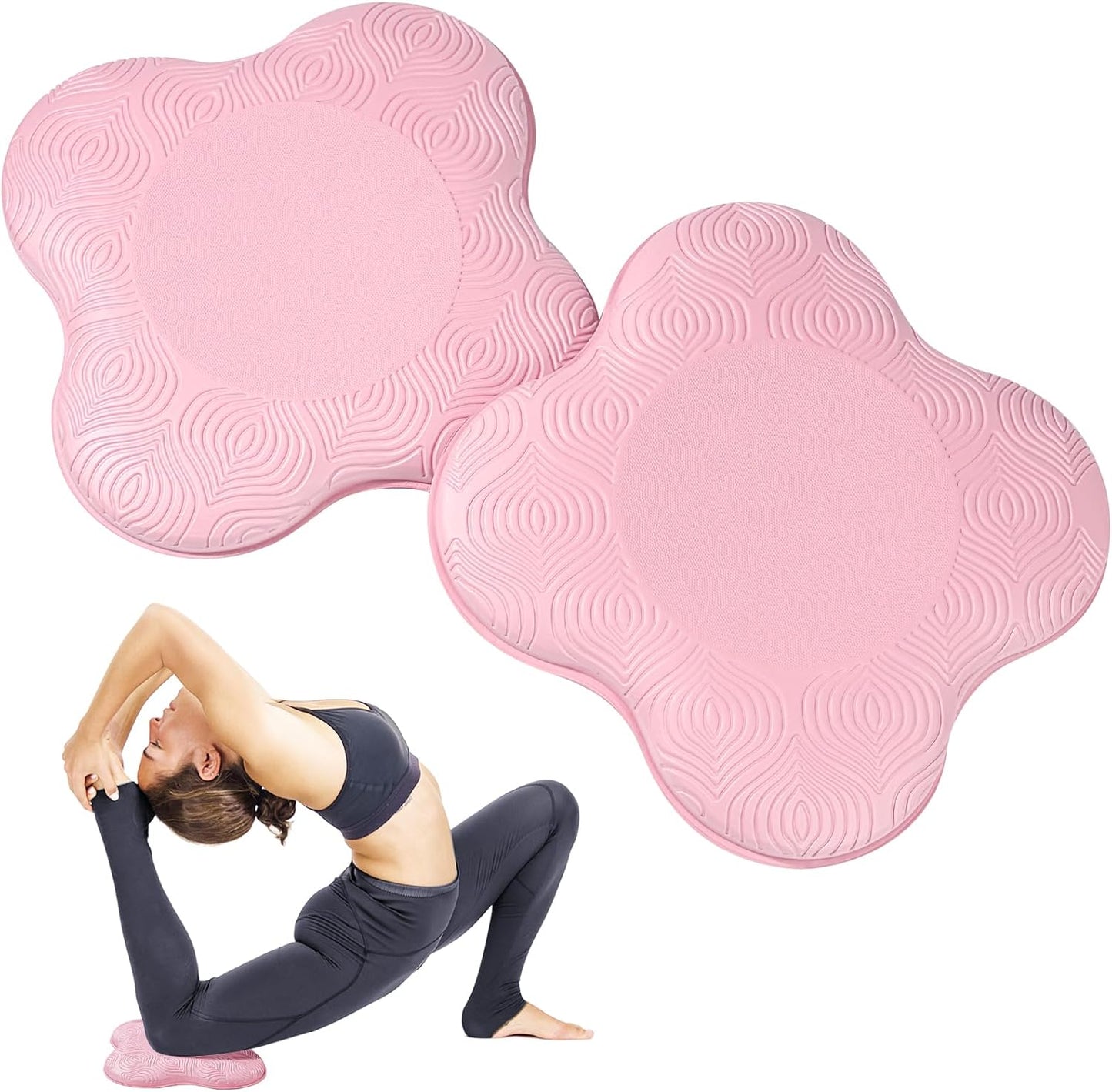 Yoga Knee Pads 2 Pack, Foam Kneeling Cushions - Non-Slip Pilates Knee Pad Cushion & Wrist Support - Portable Workout Knee Pads for Meditation, Kneeling, Balance, Floor, Pilates,Yoga