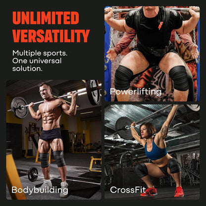 Sports Knee Wraps (Pair) for Men & Women | Ideal for Cross Training, WODs, Gym Workouts, Weightlifting, Fitness & Powerlifting | Knee Straps for Squats | 72" Compression & Elastic Support