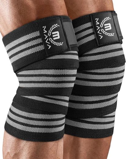 Sports Knee Wraps (Pair) for Men & Women | Ideal for Cross Training, WODs, Gym Workouts, Weightlifting, Fitness & Powerlifting | Knee Straps for Squats | 72" Compression & Elastic Support