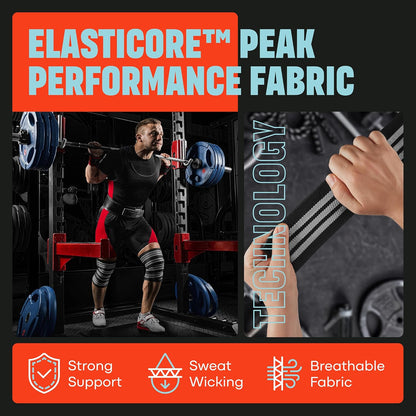 Sports Knee Wraps (Pair) for Men & Women | Ideal for Cross Training, WODs, Gym Workouts, Weightlifting, Fitness & Powerlifting | Knee Straps for Squats | 72" Compression & Elastic Support