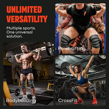 Sports Knee Wraps (Pair) for Men & Women | Ideal for Cross Training, WODs, Gym Workouts, Weightlifting, Fitness & Powerlifting | Knee Straps for Squats | 72" Compression & Elastic Support