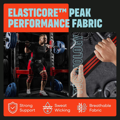 Sports Knee Wraps (Pair) for Men & Women | Ideal for Cross Training, WODs, Gym Workouts, Weightlifting, Fitness & Powerlifting | Knee Straps for Squats | 72" Compression & Elastic Support