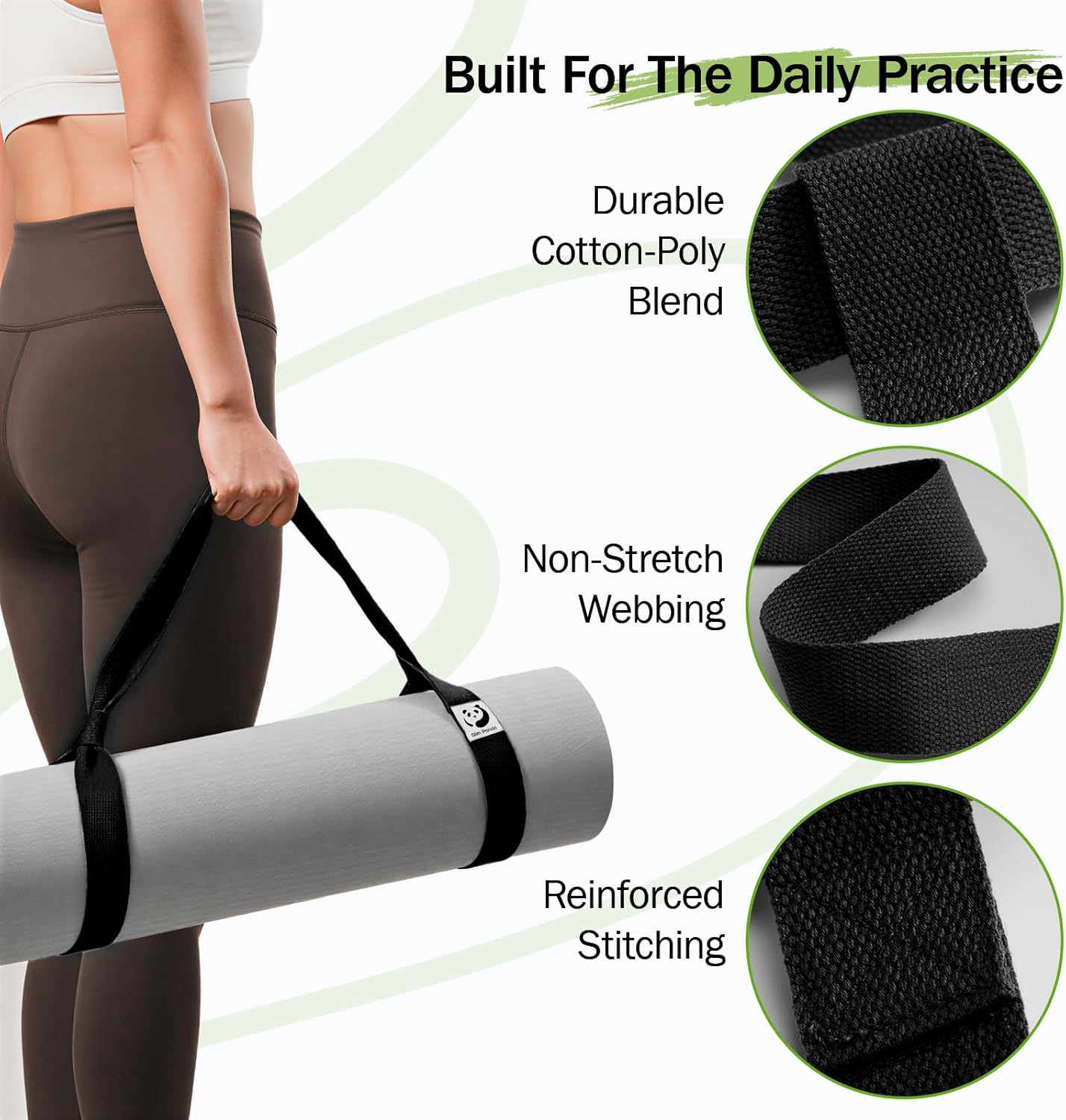 Slim Panda Yoga Mat Straps for Carrying, Adjustable Yoga Mat Carrier Sling Fits All Mats(Mat Not Included)