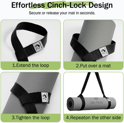 Slim Panda Yoga Mat Straps for Carrying, Adjustable Yoga Mat Carrier Sling Fits All Mats(Mat Not Included)