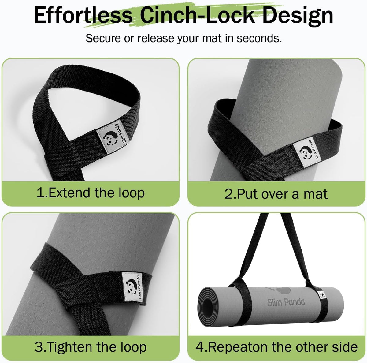 Slim Panda Yoga Mat Straps for Carrying, Adjustable Yoga Mat Carrier Sling Fits All Mats(Mat Not Included)