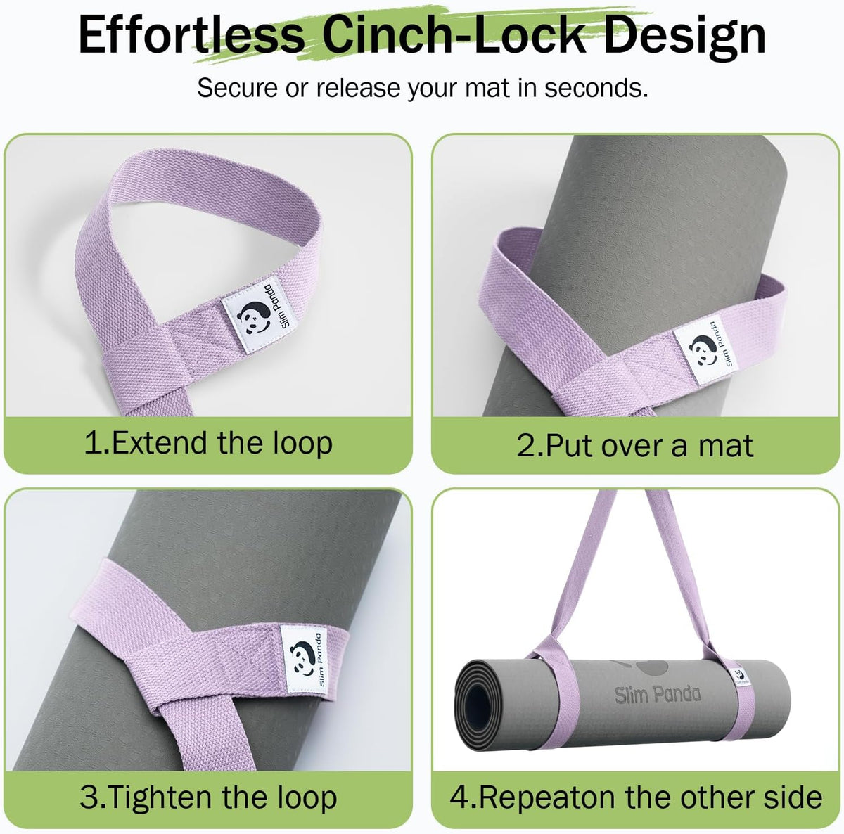 Slim Panda Yoga Mat Straps for Carrying, Adjustable Yoga Mat Carrier Sling Fits All Mats(Mat Not Included)