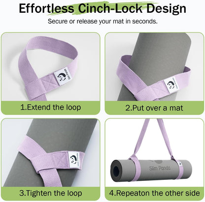 Slim Panda Yoga Mat Straps for Carrying, Adjustable Yoga Mat Carrier Sling Fits All Mats(Mat Not Included)