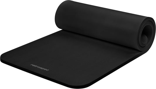 Solana Yoga Mat 1" Thick w/Nylon Strap for Men & Women - Non Slip Exercise Mat for Home Yoga, Pilates, Stretching, Floor & Fitness Workouts