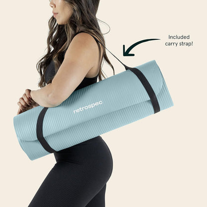 Solana Yoga Mat 1" Thick w/Nylon Strap for Men & Women - Non Slip Exercise Mat for Home Yoga, Pilates, Stretching, Floor & Fitness Workouts