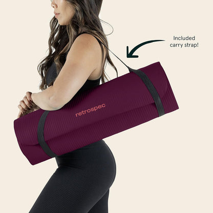 Solana Yoga Mat 1" Thick w/Nylon Strap for Men & Women - Non Slip Exercise Mat for Home Yoga, Pilates, Stretching, Floor & Fitness Workouts