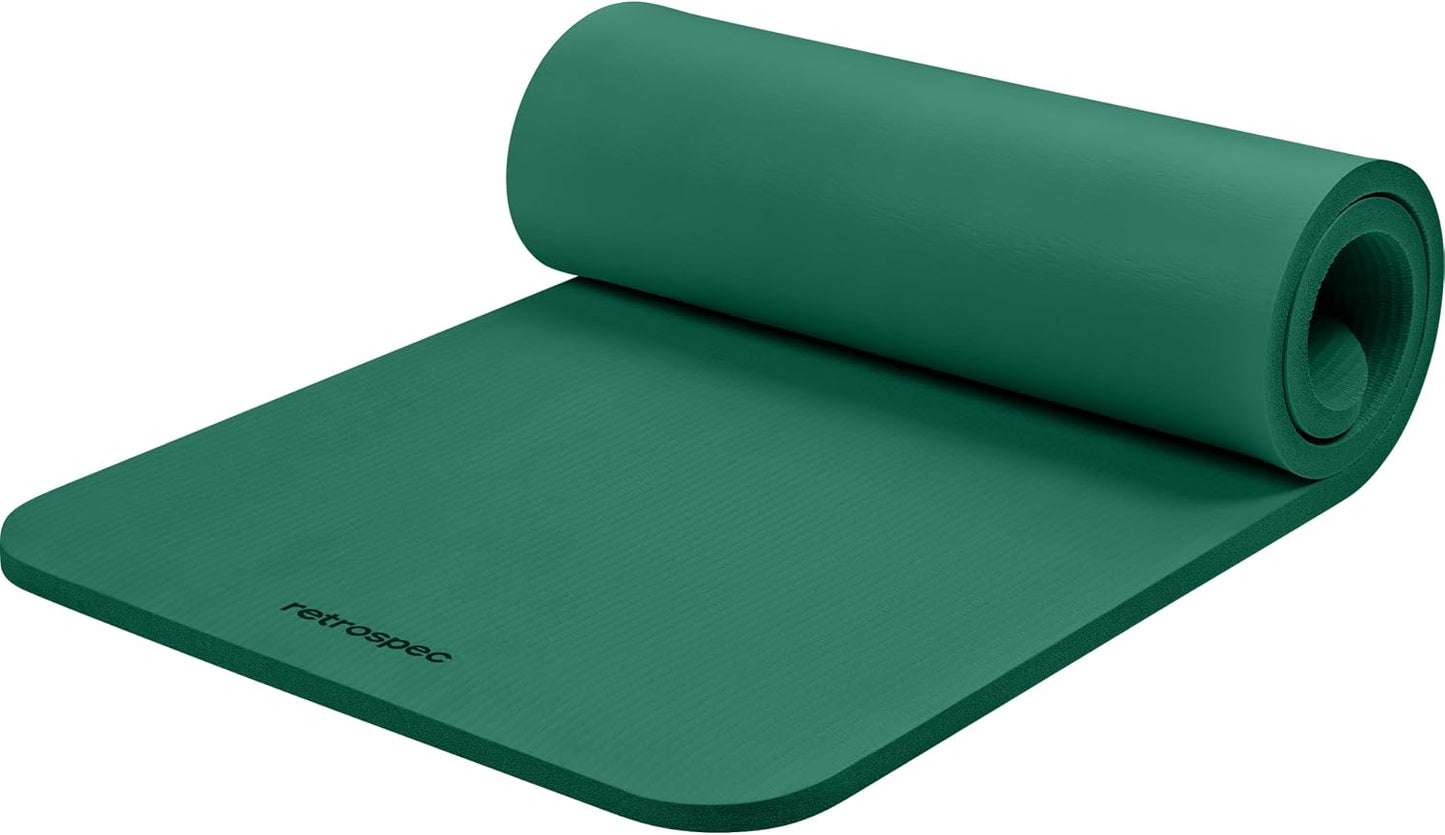 Solana Yoga Mat 1" Thick w/Nylon Strap for Men & Women - Non Slip Exercise Mat for Home Yoga, Pilates, Stretching, Floor & Fitness Workouts