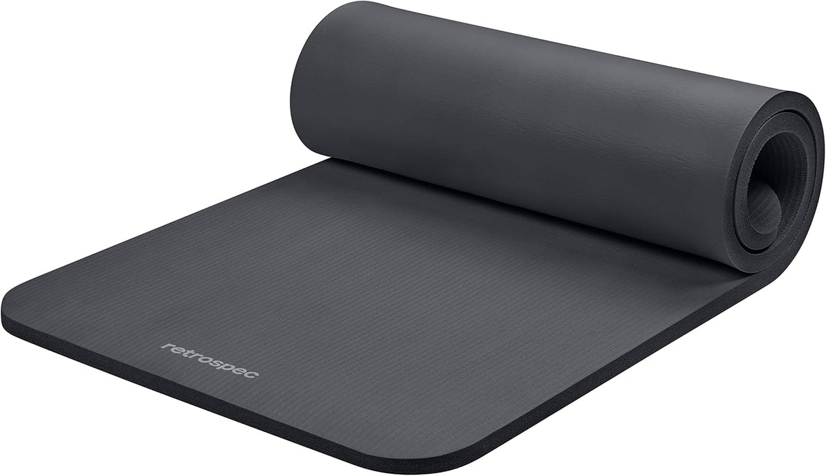 Solana Yoga Mat 1" Thick w/Nylon Strap for Men & Women - Non Slip Exercise Mat for Home Yoga, Pilates, Stretching, Floor & Fitness Workouts