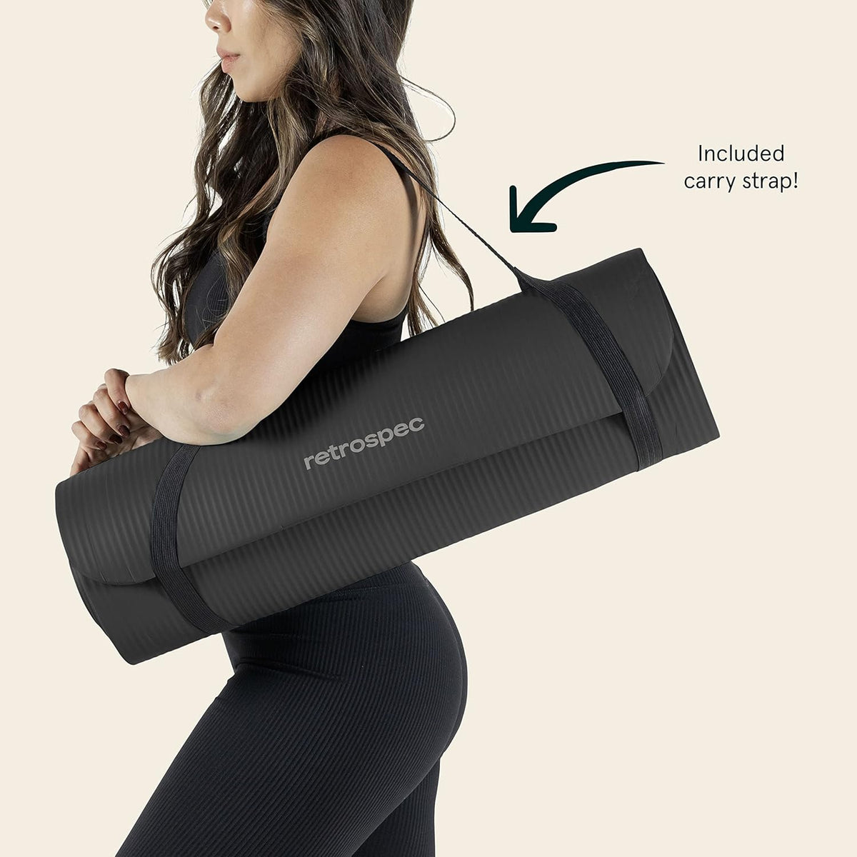Solana Yoga Mat 1" Thick w/Nylon Strap for Men & Women - Non Slip Exercise Mat for Home Yoga, Pilates, Stretching, Floor & Fitness Workouts