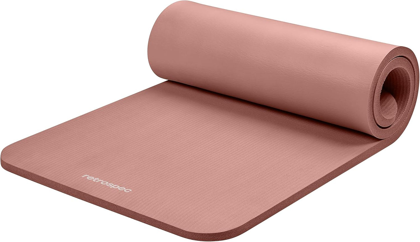 Solana Yoga Mat 1" Thick w/Nylon Strap for Men & Women - Non Slip Exercise Mat for Home Yoga, Pilates, Stretching, Floor & Fitness Workouts
