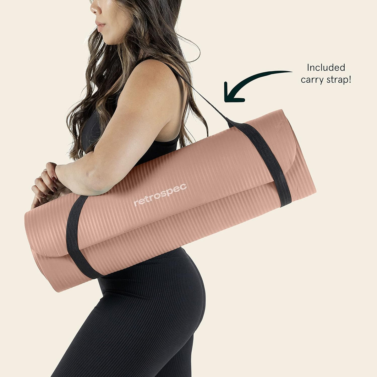 Solana Yoga Mat 1" Thick w/Nylon Strap for Men & Women - Non Slip Exercise Mat for Home Yoga, Pilates, Stretching, Floor & Fitness Workouts