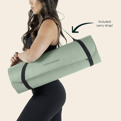 Solana Yoga Mat 1" Thick w/Nylon Strap for Men & Women - Non Slip Exercise Mat for Home Yoga, Pilates, Stretching, Floor & Fitness Workouts