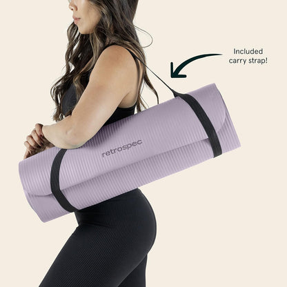 Solana Yoga Mat 1" Thick w/Nylon Strap for Men & Women - Non Slip Exercise Mat for Home Yoga, Pilates, Stretching, Floor & Fitness Workouts