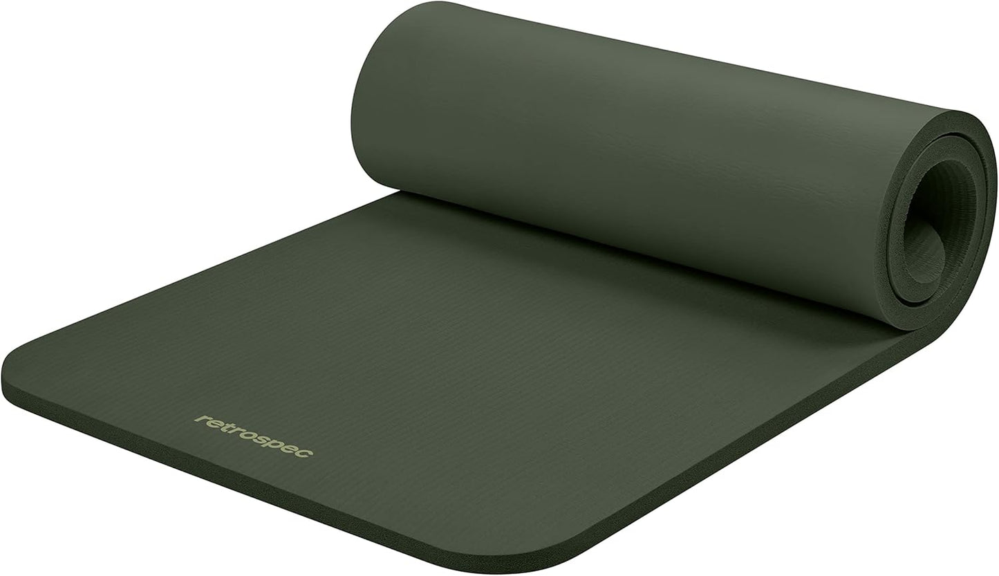 Solana Yoga Mat 1" Thick w/Nylon Strap for Men & Women - Non Slip Exercise Mat for Home Yoga, Pilates, Stretching, Floor & Fitness Workouts