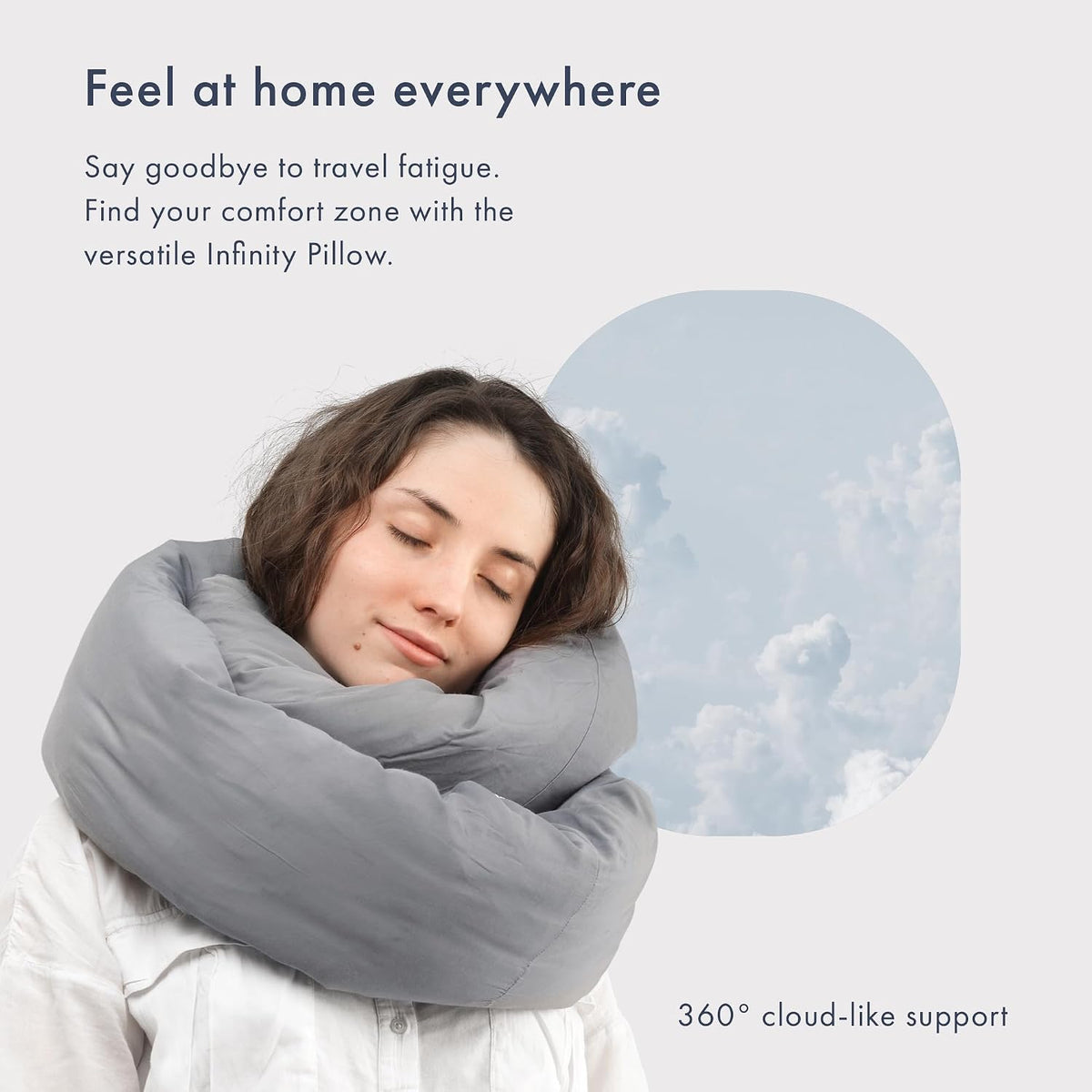 Huzi Infinity Pillow - Home Travel Soft Neck Scarf Support Sleep (Terracotta)
