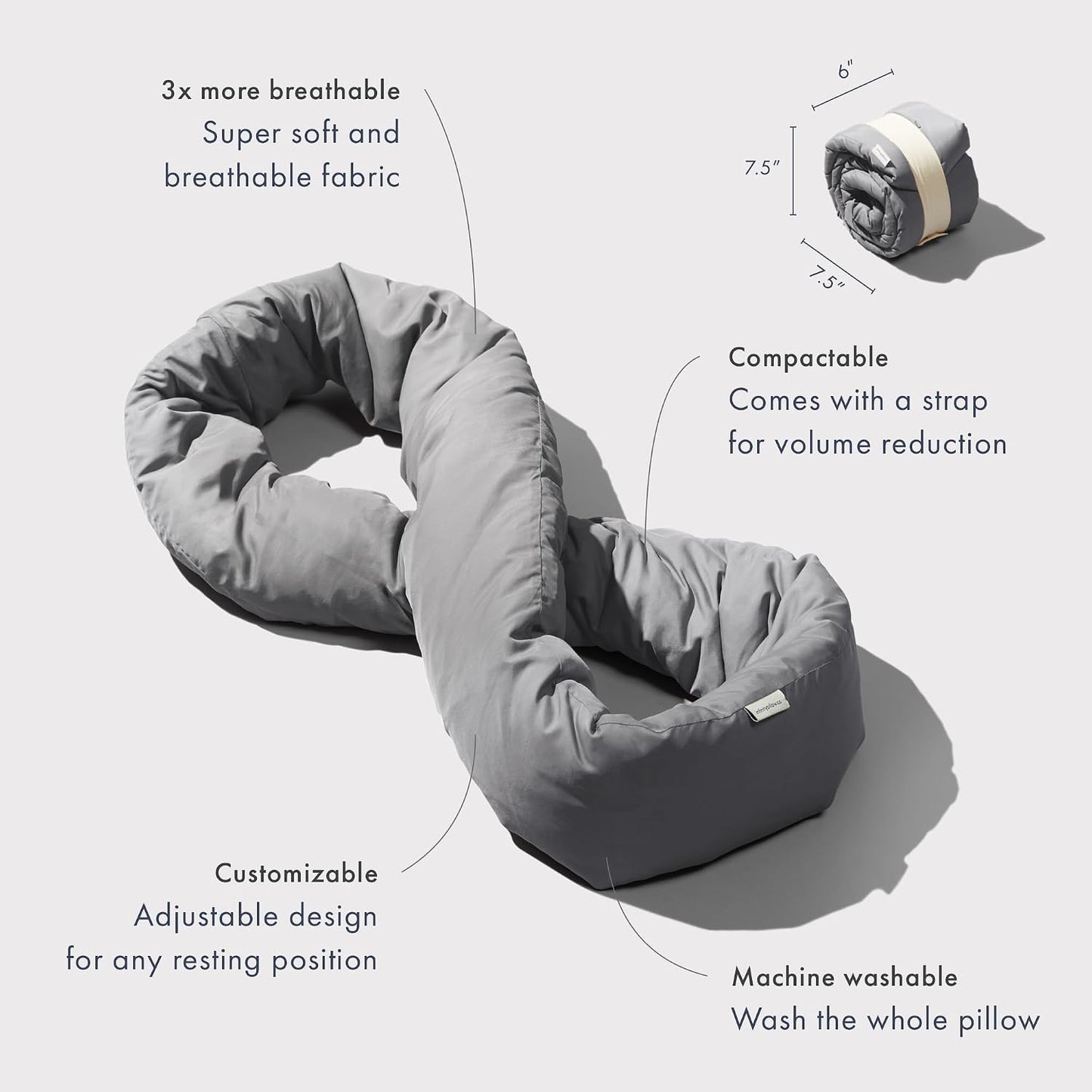 Huzi Infinity Pillow - Home Travel Soft Neck Scarf Support Sleep (Terracotta)