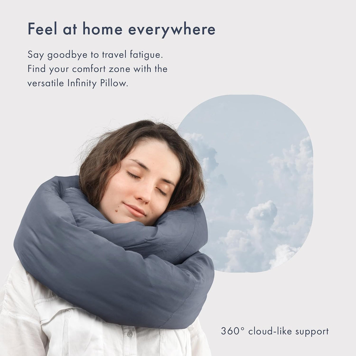 Huzi Infinity Pillow - Home Travel Soft Neck Scarf Support Sleep (Terracotta)