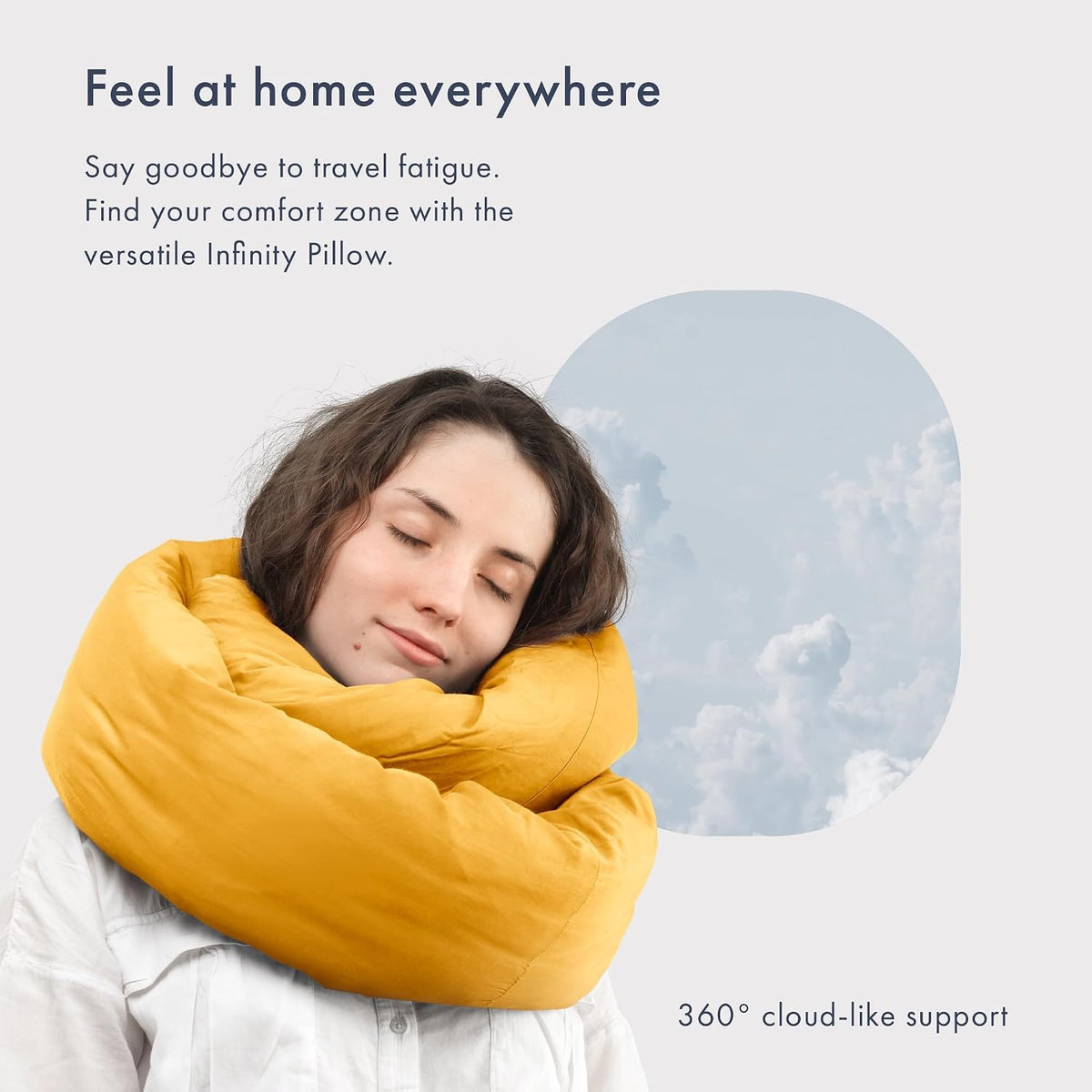 Huzi Infinity Pillow - Home Travel Soft Neck Scarf Support Sleep (Terracotta)
