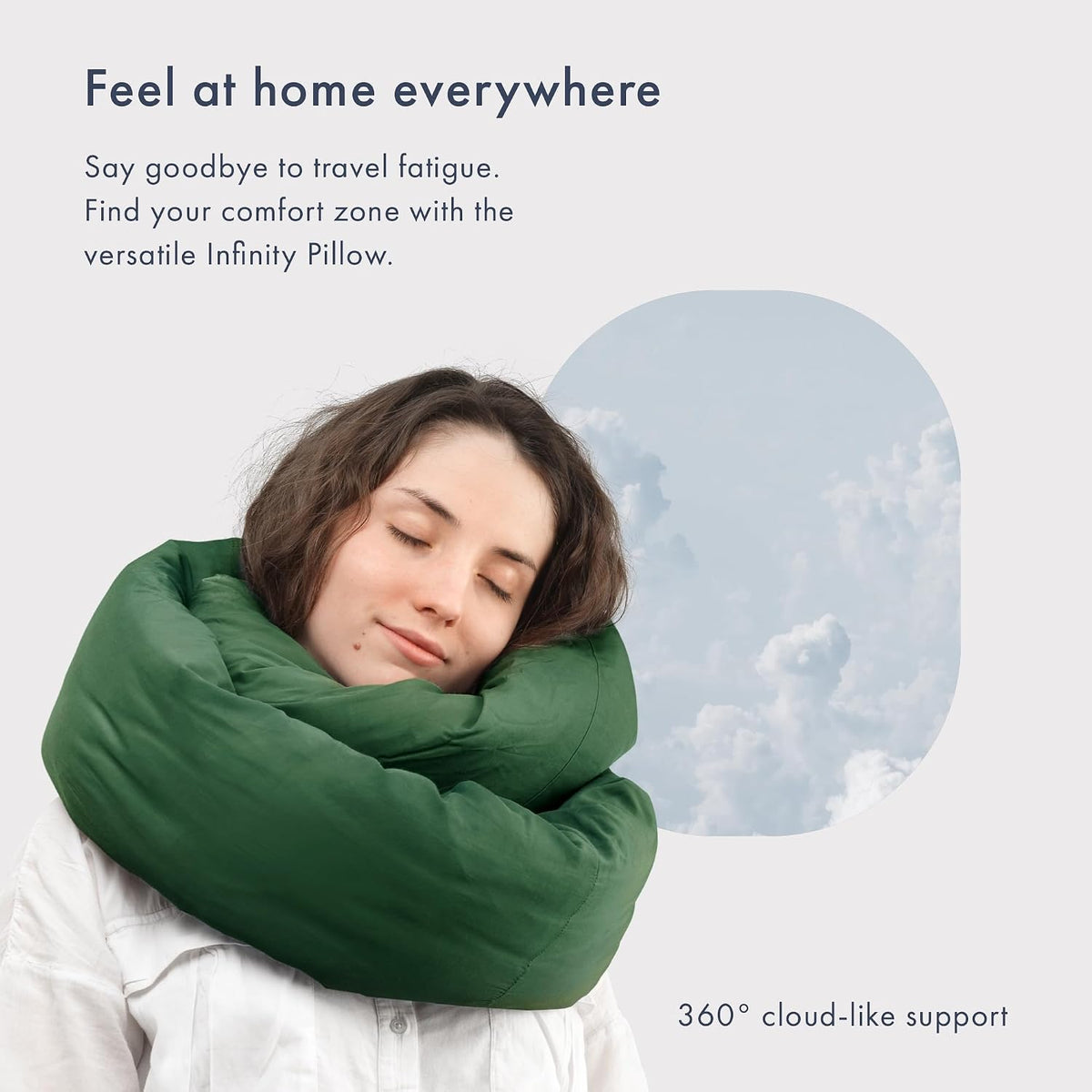 Huzi Infinity Pillow - Home Travel Soft Neck Scarf Support Sleep (Terracotta)